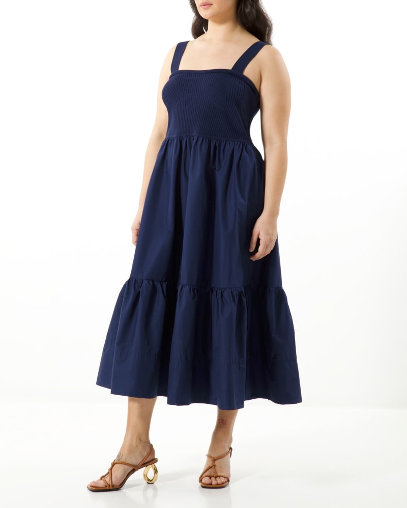 Front of a model wearing a size L Joey Dress in MARITIME BLUE by Tanya Taylor. | dia_product_style_image_id:283265